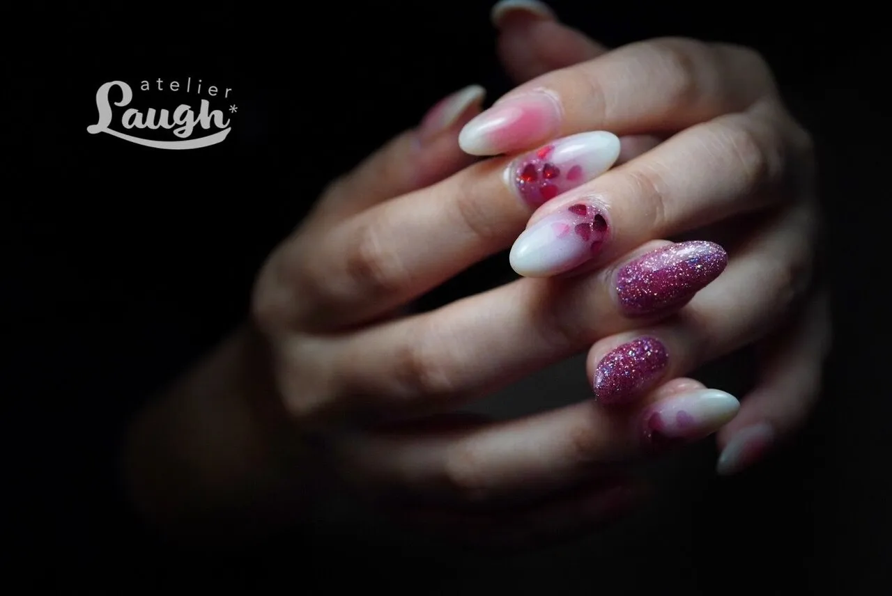 ハートのデザインネイル☆